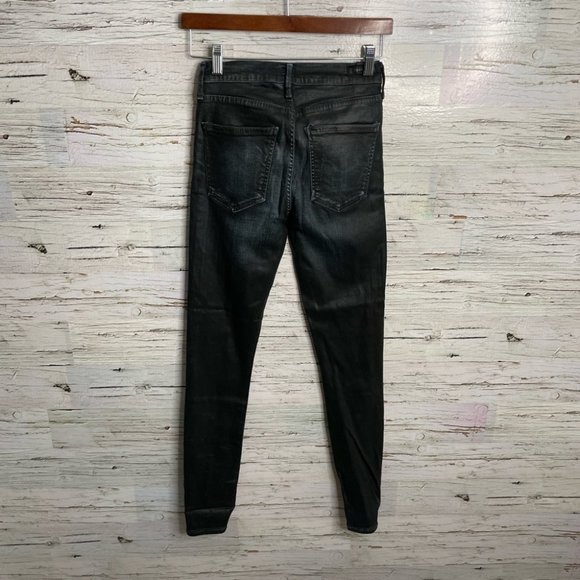 Citizens of Humanity Rocket Slick High Rise Jeans Coated Black Skinny Size 29 - Picture 11 of 11